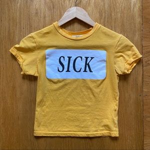 Yellow graphic crop top tee